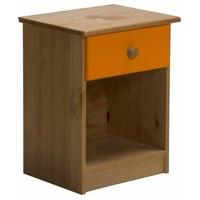 Verona Antique Pine and Orange 1 Drawer Bedside Cabinet