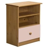 Verona Gela Antique Pine and Pink 1 Drawer 2 Shelves Bedside Cabinet