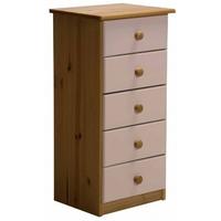 verona antique pine and pink 5 chest of drawer