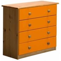 Verona Antique Pine and Orange 4 Wide Chest of Drawer