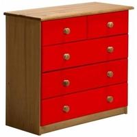 Verona Antique Pine and Red 3+2 Chest of Drawer