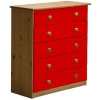 Verona Antique Pine and Red 4+2 Chest of Drawer