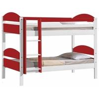 Verona Maximus Whitewash Pine and Red 3ft Single Bunk Bed