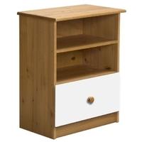 Verona Gela Antique Pine and White 1 Drawer 2 Shelves Bedside Cabinet