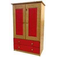 Verona Antique Pine and Red Tall Boy with 2 Drawer