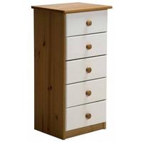 Verona Antique Pine and White 5 Chest of Drawer