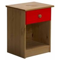 Verona Antique Pine and Red 1 Drawer Bedside Cabinet