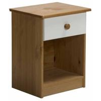 Verona Antique Pine and White 1 Drawer Bedside Cabinet