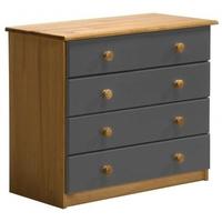 Verona Antique Pine and Graphite 4 Wide Chest of Drawer