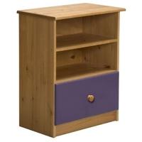 Verona Gela Antique Pine and Lilac 1 Drawer 2 Shelves Bedside Cabinet