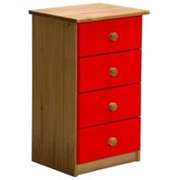 verona antique pine and red 4 chest of drawer