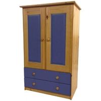 Verona Antique Pine and Blue Tall Boy with 2 Drawer