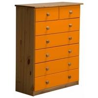 Verona Antique Pine and Orange 5+2 Chest of Drawer