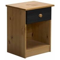 Verona Antique Pine and Graphite 1 Drawer Bedside Cabinet