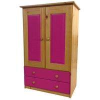 Verona Antique Pine and Fuchsia Tall Boy with 2 Drawer