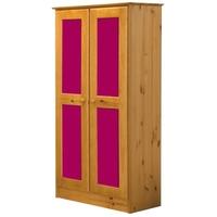 Verona Antique Pine and Fuchsia 2 Door Wardrobe