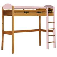 Verona Maximus Antique Pine and Pink High Sleeper Bed