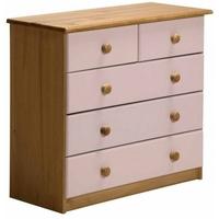 Verona Antique Pine and Pink 3+2 Chest of Drawer