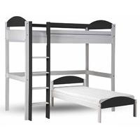 Verona Maximus Whitewash Pine and Graphite L Shape High Sleeper Bed