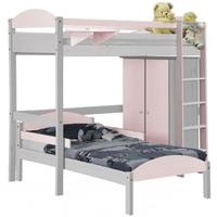 Verona Maximus Whitewash Pine and Pink L Shape High Sleeper Bed Set 1