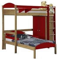 Verona Maximus Antique Pine and Red L Shape High Sleeper Bed Set 1