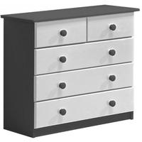 Verona Graphite Pine and White 3+2 Chest of Drawer