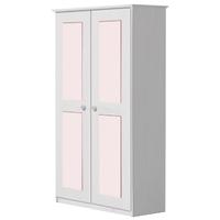 Verona Whitewash Pine and Pink 2 Door Wardrobe