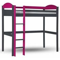 Verona Maximus Graphite Pine and Fuchsia High Sleeper Bed