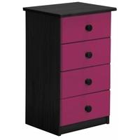 Verona Graphite Pine and Fuchsia 4 Chest of Drawer