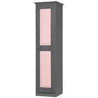 Verona Graphite Pine and Pink 1 Door Wardrobe