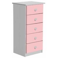 verona whitewash pine and pink 5 chest of drawer