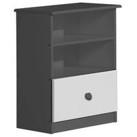 Verona Gela Graphite Pine and White 1 Drawer 2 Shelves Bedside Cabinet