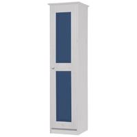 Verona Whitewash Pine and Blue 1 Door Wardrobe