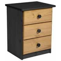 Verona Graphite Pine and Antique 3 Drawer Bedside Cabinet