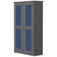 Verona Graphite Pine and Blue 2 Door Wardrobe