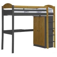 verona maximus graphite pine and antique standard high sleeper bed set ...