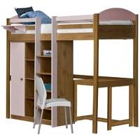 verona maximus antique pine and pink with central ladder high sleeper  ...