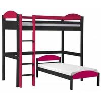 Verona Maximus Graphite Pine and Fuchsia L Shape High Sleeper Bed