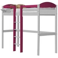 Verona Maximus Whitewash Pine and Fuchsia with Central Ladder High Sleeper Bed