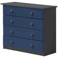 Verona Graphite Pine and Blue 4 Wide Chest of Drawer