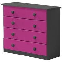 Verona Graphite Pine and Fuchsia 4 Wide Chest of Drawer