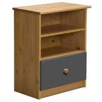 Verona Gela Antique Pine and Graphite 1 Drawer 2 Shelves Bedside Cabinet