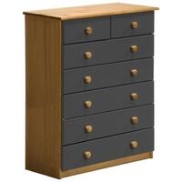 Verona Antique Pine and Graphite 5+2 Chest of Drawer