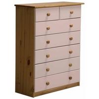 Verona Antique Pine and Pink 5+2 Chest of Drawer