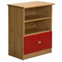 Verona Gela Antique Pine and Red 1 Drawer 2 Shelves Bedside Cabinet