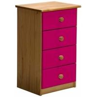 Verona Antique Pine and Fuchsia 4 Chest of Drawer