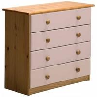 Verona Antique Pine and Pink 4 Wide Chest of Drawer