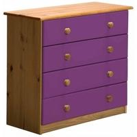 Verona Antique Pine and Lilac 4 Wide Chest of Drawer