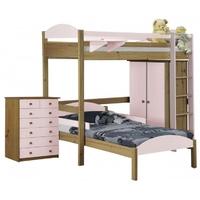 Verona Maximus Antique Pine and Pink L Shape High Sleeper Bed Set 2