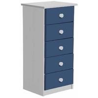 verona whitewash pine and blue 5 chest of drawer